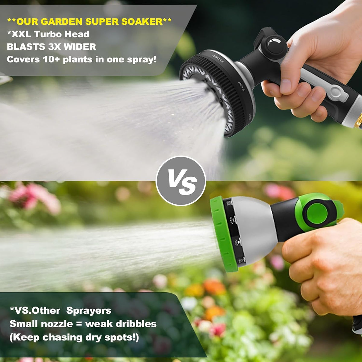 Hose Nozzle 10 Adjustable Patterns Garden Hose Nozzle Premium High Pressure Water Hose Nozzle with Thumb Control Design Hose Sprayer Nozzle for Garden & Lawns Watering, Cleaning, Pets & Car Washing
