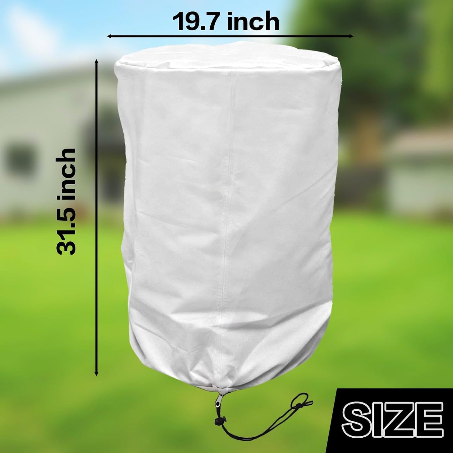 Plant Frost Cover, Zipper and Drawstring (31.5“ x 19.5”) Outdoor Winter Thickened Reusable Frost Cloth Plant Freeze Protection, Outdoor Plants, Fruit Trees, and Potted Plants (2-Pack)