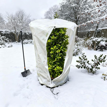 Plant Frost Cover, Zipper and Drawstring (31.5“ x 19.5”) Outdoor Winter Thickened Reusable Frost Cloth Plant Freeze Protection, Outdoor Plants, Fruit Trees, and Potted Plants (2-Pack)