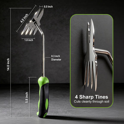 Garden Tools, 2-in-1 Hand Weeder Puller, Heavy Duty Stainless Steel Gardening Hand Tool for Deep Root Removal, Ergonomic Non-Slip Weed Remover for Lawn Yard Garden, 1 Pack