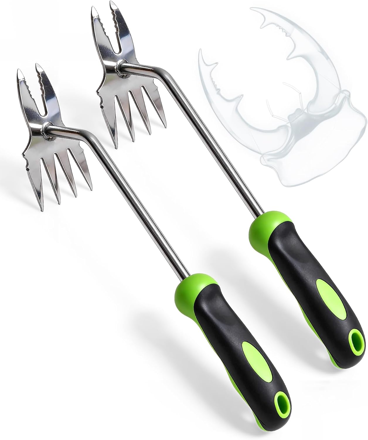 Garden Tools, 2-in-1 Hand Weeder Puller, Heavy Duty Stainless Steel Gardening Hand Tool for Deep Root Removal, Ergonomic Non-Slip Weed Remover for Lawn Yard Garden, 1 Pack