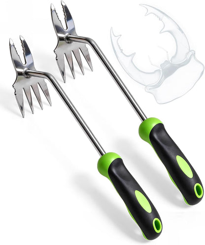 Garden Tools, 2-in-1 Hand Weeder Puller, Heavy Duty Stainless Steel Gardening Hand Tool for Deep Root Removal, Ergonomic Non-Slip Weed Remover for Lawn Yard Garden, 1 Pack