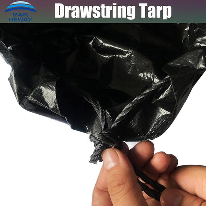 Drawstring Tarps 12x12 Feet (2pack) Black Waterproof Leaf Tarp