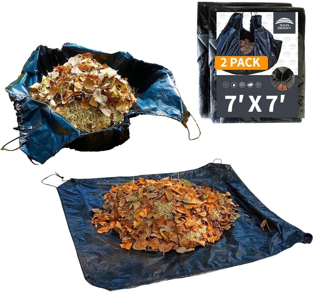 Drawstring Tarps 12x12 Feet (2pack) Black Waterproof Leaf Tarp