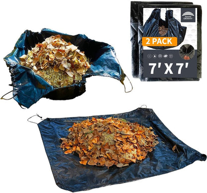 Drawstring Tarps 12x12 Feet (2pack) Black Waterproof Leaf Tarp