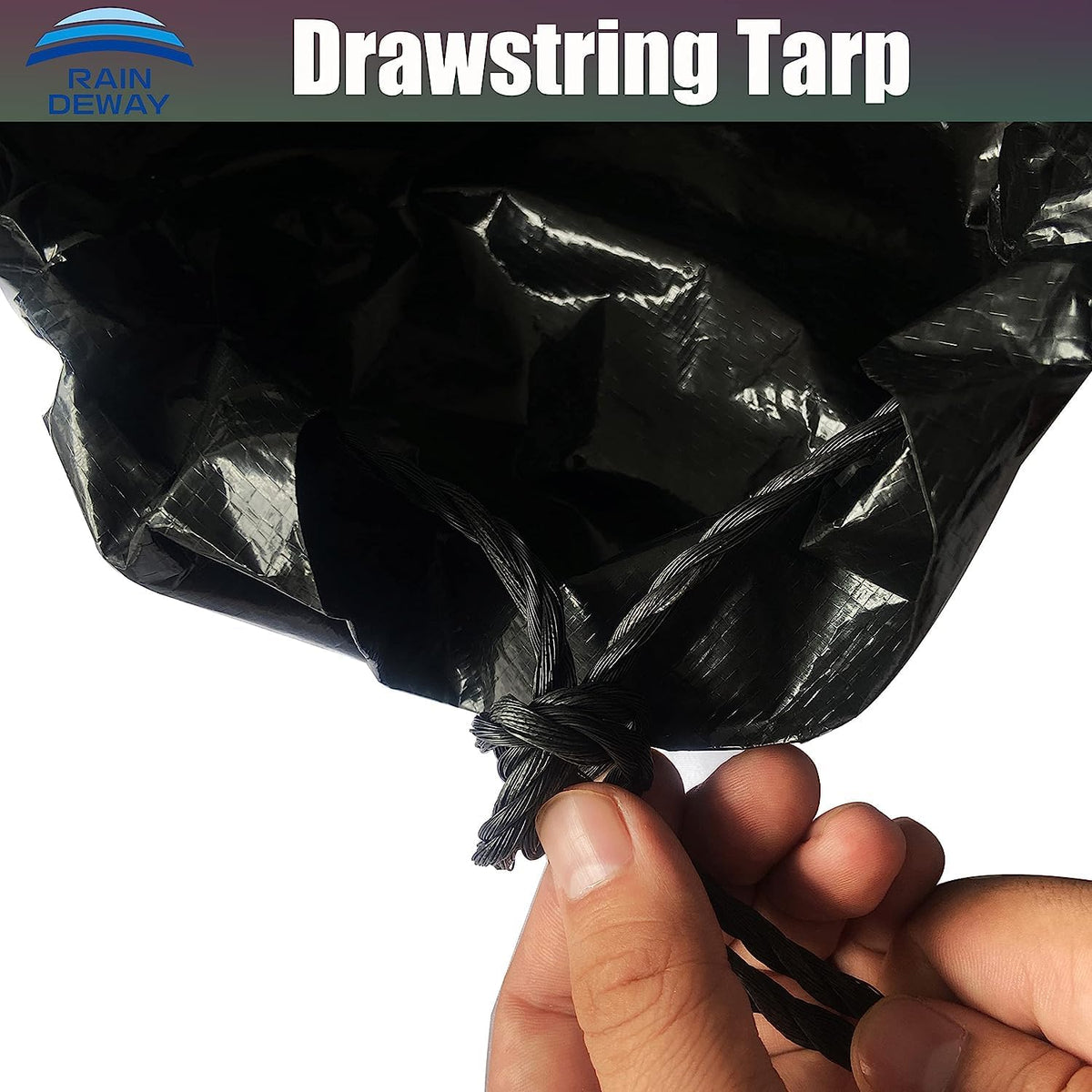 Drawstring Tarps 12x12 Feet (2pack) Black Waterproof Leaf Tarp