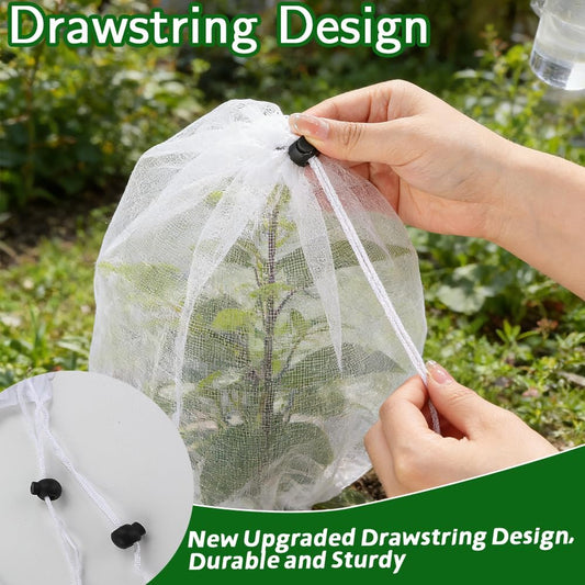 Bird Netting for Garden Protection, 4 Pack Garden Netting Pest Barrier with Drawstring 3.3Ftx2.7Ft Blueberry Bushes Fruit Tree Netting Garden Plant Protection Mesh Covers for Vegetables Bushes Flowers