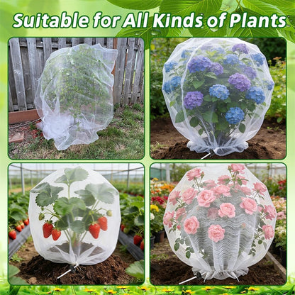 Bird Netting for Garden Protection, 4 Pack Garden Netting Pest Barrier with Drawstring 3.3Ftx2.7Ft Blueberry Bushes Fruit Tree Netting Garden Plant Protection Mesh Covers for Vegetables Bushes Flowers