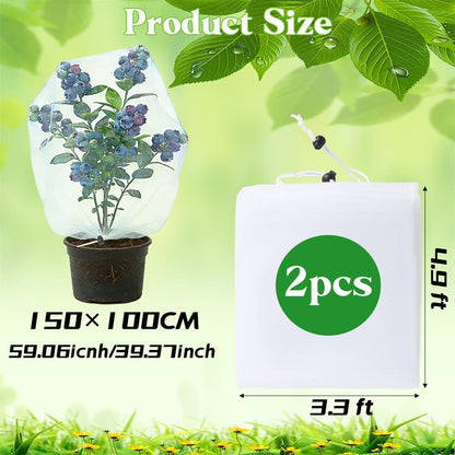 Bird Netting for Garden Protection, 4 Pack Garden Netting Pest Barrier with Drawstring 3.3Ftx2.7Ft Blueberry Bushes Fruit Tree Netting Garden Plant Protection Mesh Covers for Vegetables Bushes Flowers
