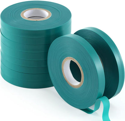 2 Pcs 150 Feet x 1/2" Wide Stretch Tie Tape Green Plant Garden Tie, Garden Vinyl Stake for Branches, Climbing Planters, Flowers