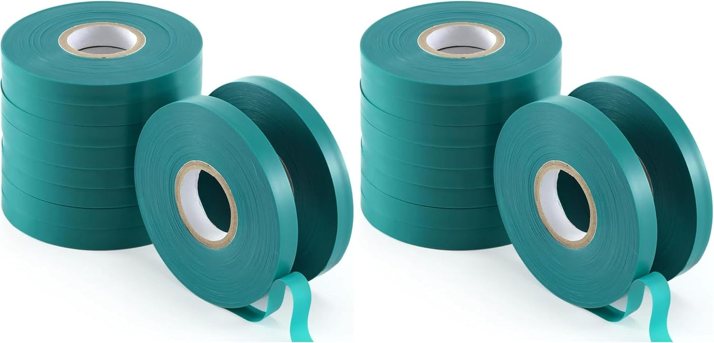 2 Pcs 150 Feet x 1/2" Wide Stretch Tie Tape Green Plant Garden Tie, Garden Vinyl Stake for Branches, Climbing Planters, Flowers