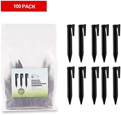 (100 Pcs) 3.3’’ Lawn Stake Kit Insert into Soil to Fix The Marginal Line, Garden Lawn Netting Camping Tent Home Gardening, Plastic Pegs for Installation Boundary Wire and Robot Lawn Mower