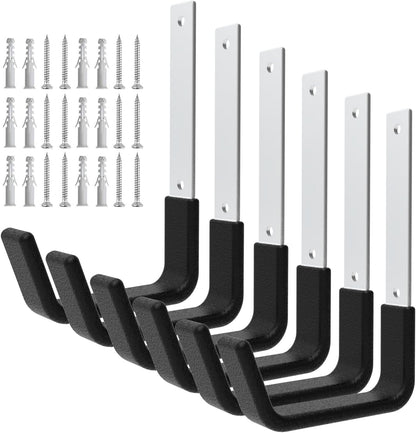 Heavy Duty Wall Mount Hooks, Ladder Hangers for Garage Storage, 6 M