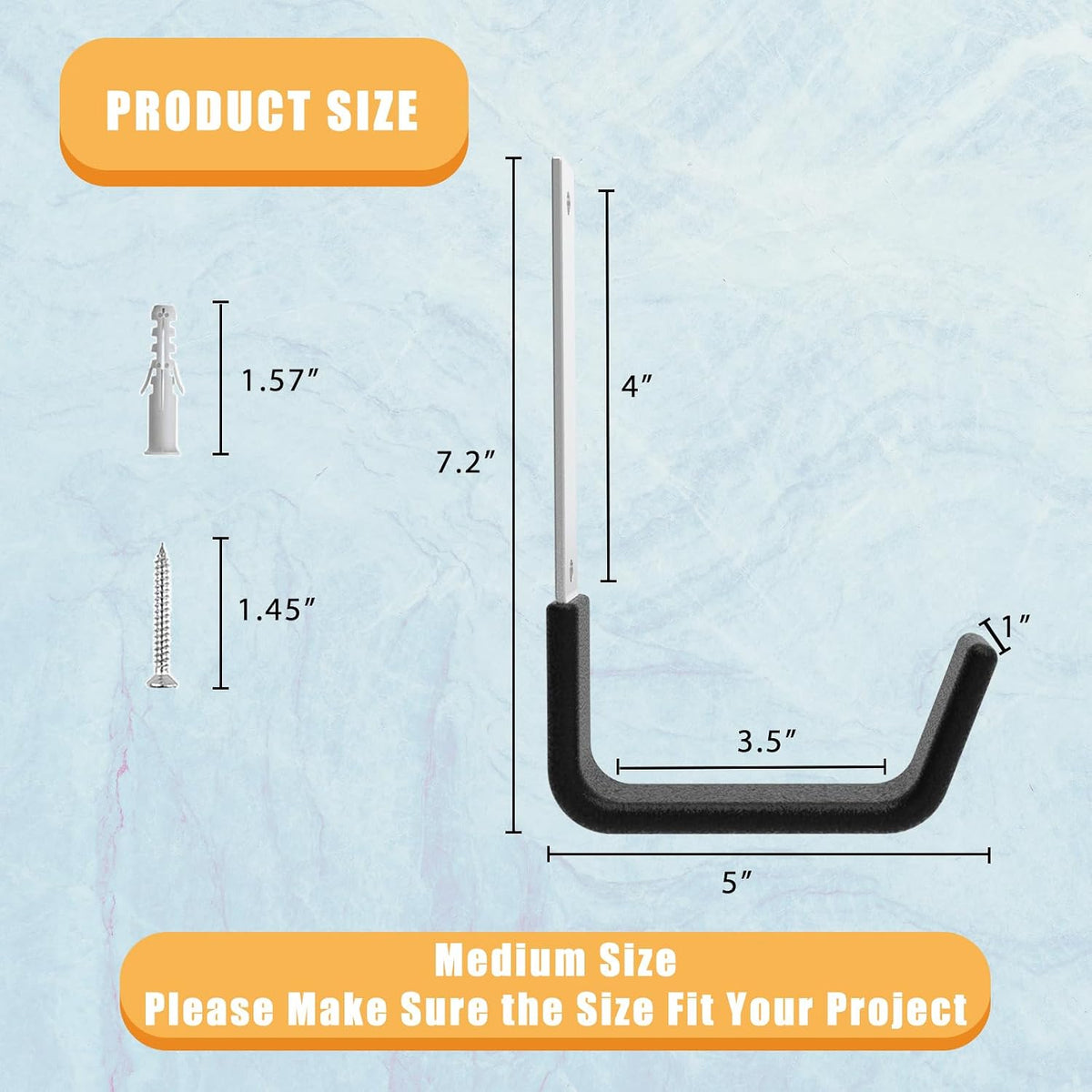 Heavy Duty Wall Mount Hooks, Ladder Hangers for Garage Storage, 6 M