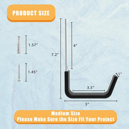 Heavy Duty Wall Mount Hooks, Ladder Hangers for Garage Storage, 6 M