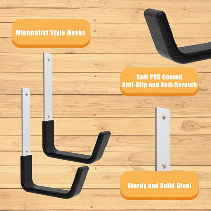 Heavy Duty Wall Mount Hooks, Ladder Hangers for Garage Storage, 6 M