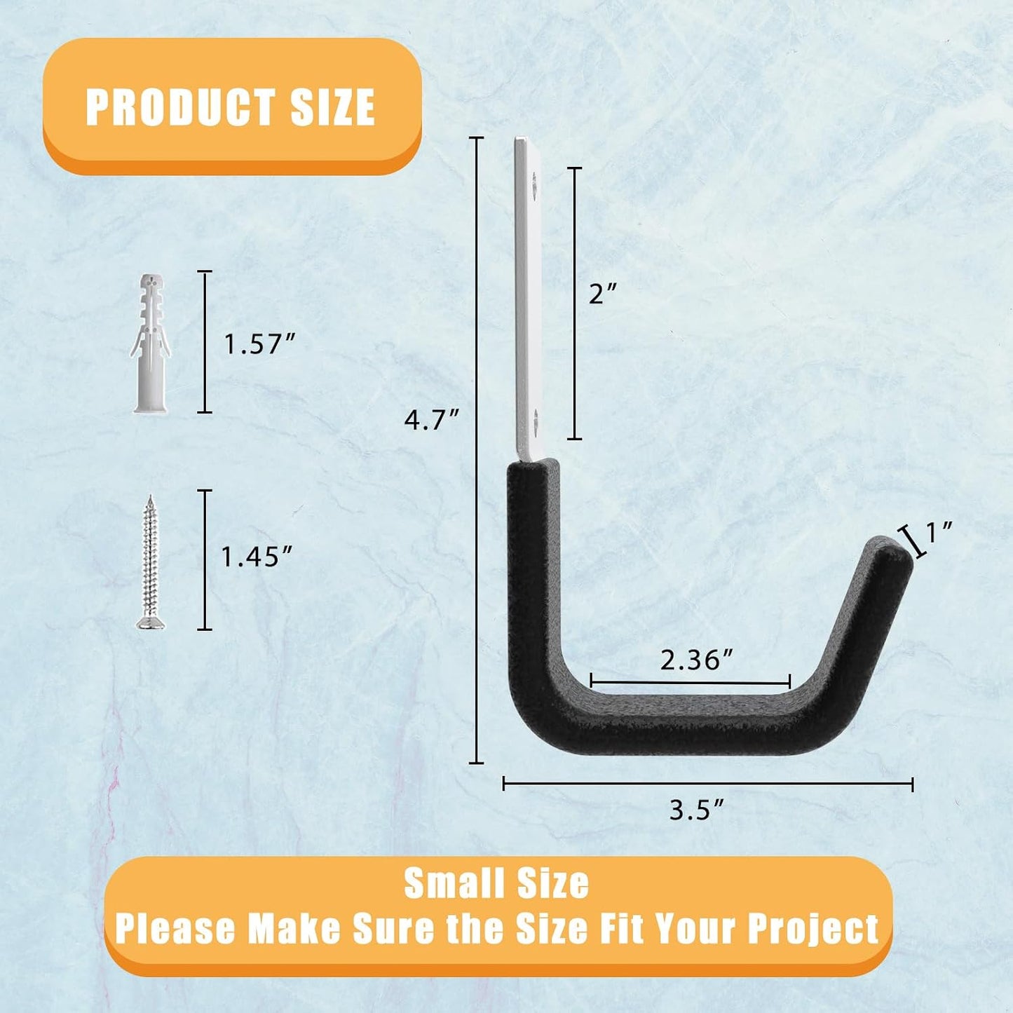 Heavy Duty Wall Mount Hooks, Ladder Hangers for Garage Storage, 6 M