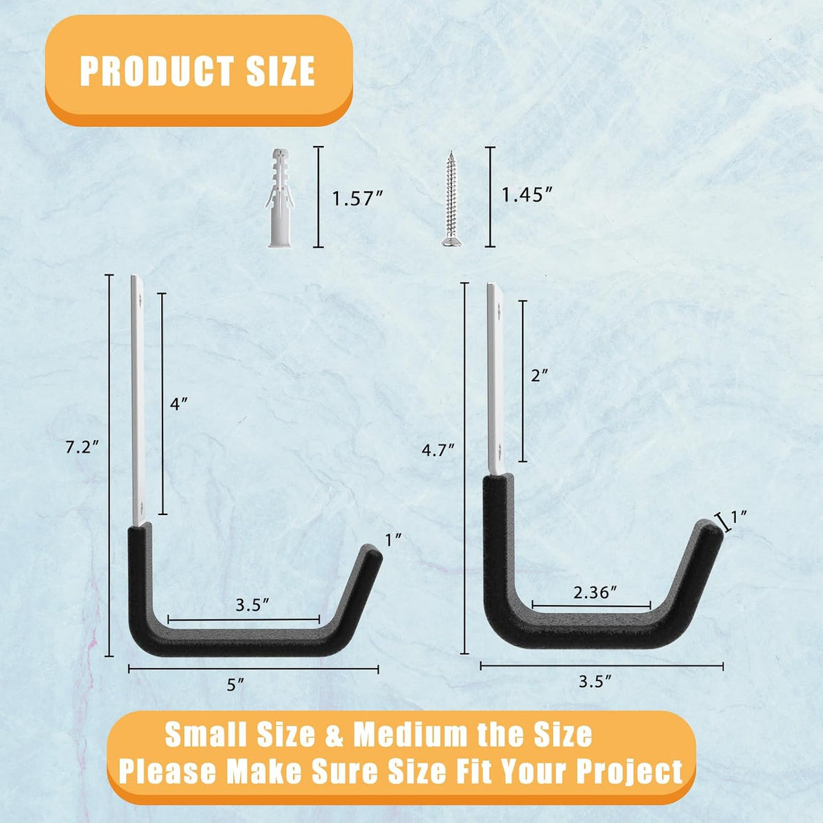 Heavy Duty Wall Mount Hooks, Ladder Hangers for Garage Storage, 6 M