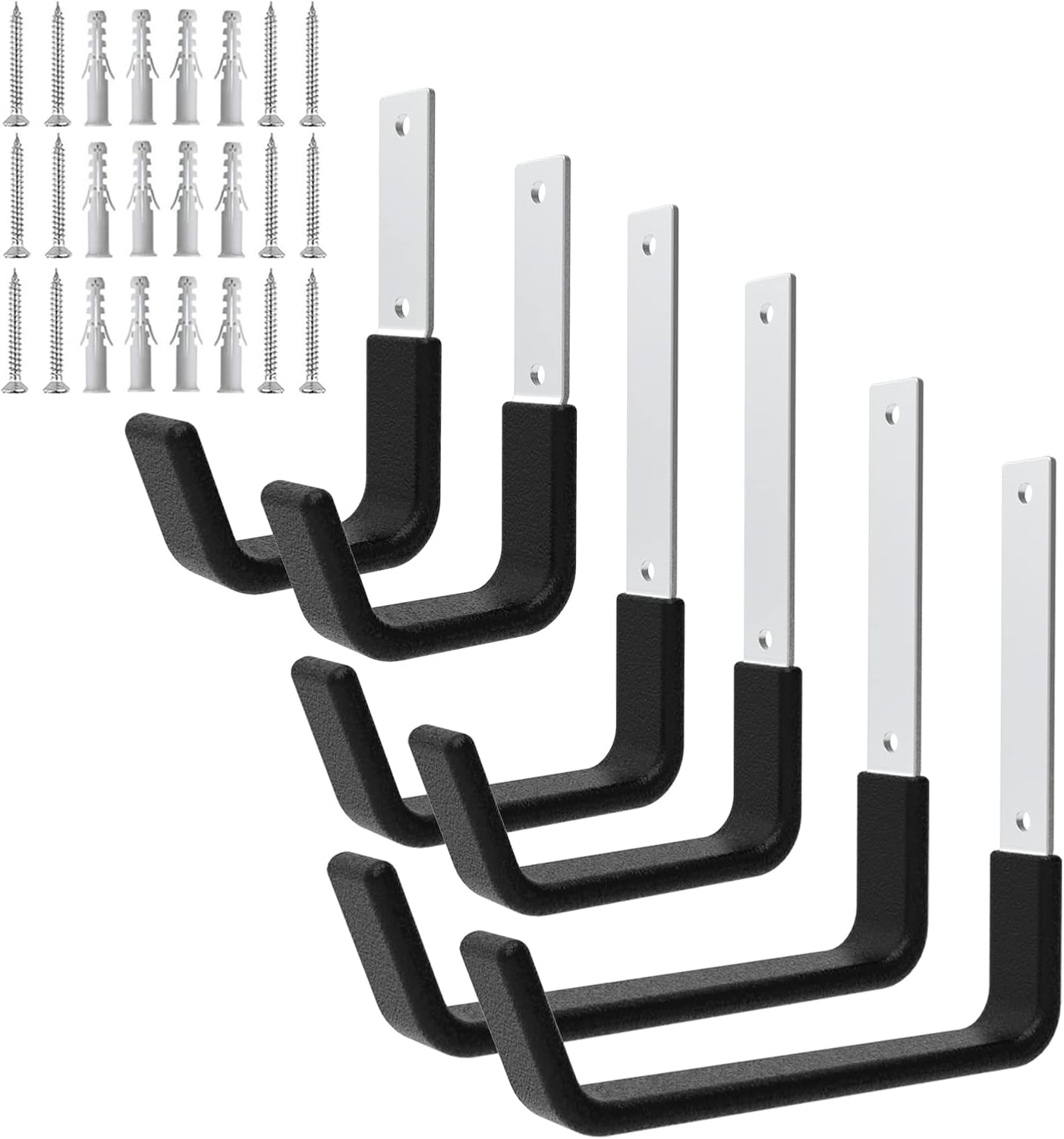 Heavy Duty Wall Mount Hooks, Ladder Hangers for Garage Storage, 6 M
