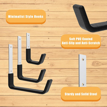 Heavy Duty Wall Mount Hooks, Ladder Hangers for Garage Storage, 6 M