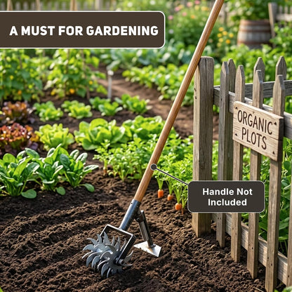 Manual Rotary Soil Tiller and Cultivator, Hand Push Rolling Garden Hoe with Cyclone Blades