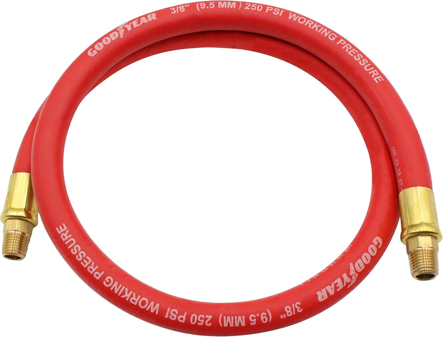 10318 3' x 3/8" 250 PSI Rubber Whip Hose, Red