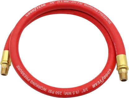 10318 3' x 3/8" 250 PSI Rubber Whip Hose, Red