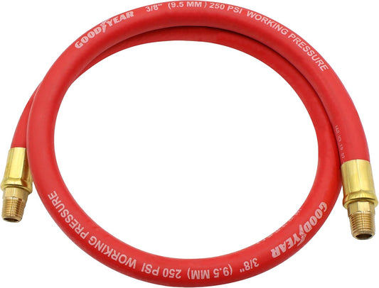 10318 3' x 3/8" 250 PSI Rubber Whip Hose, Red