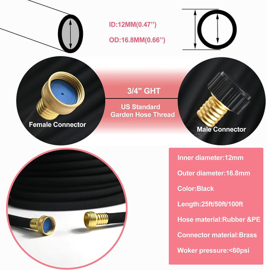 é Rubber Soaker Hose, 1/2 inch, 100ft Garden Hose for Irrigation
