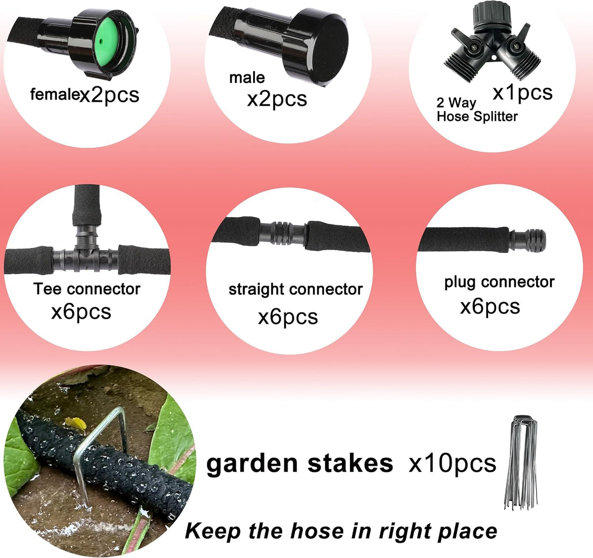 é Rubber Soaker Hose, 1/2 inch, 100ft Garden Hose for Irrigation