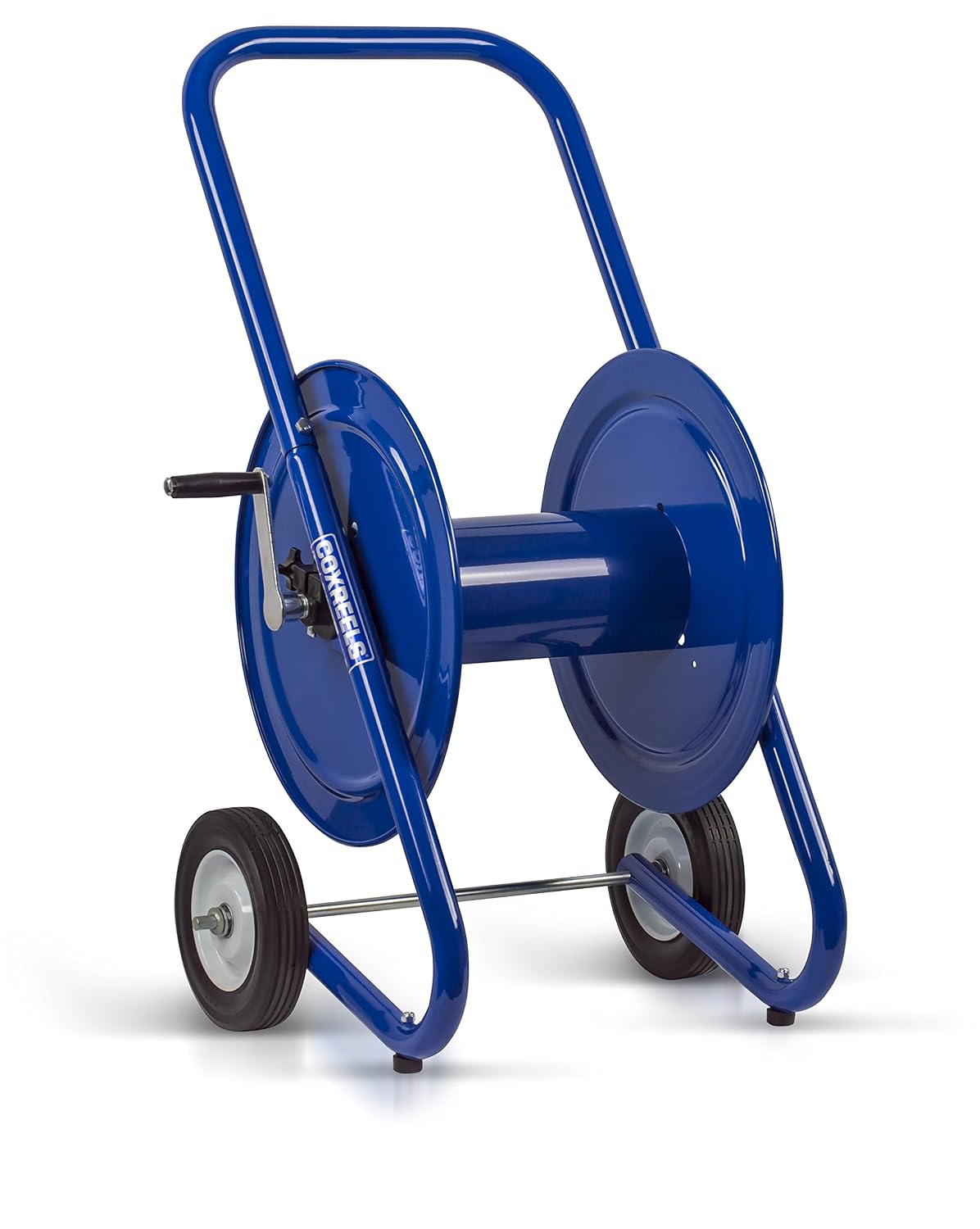 117-3-200-DM Hand Crank Dolly Hose Mount | Water Hose Cart with Wheels | Industrial Water Hose Reel Cart | Mobile Reel for Garden Hose | Fits 3/8'' x 200' Hose | 21” x 19” x 36.25”