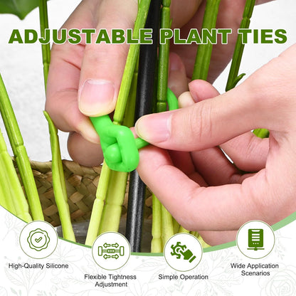 6-Pack Adjustable Plant Ties, 6inch/15.24cm Silicone Flexible Multi-Function Sturdy Garden Twist Tie for Plant Support/Tree/Shrub/Vine, Reusable Support Twine [Green]