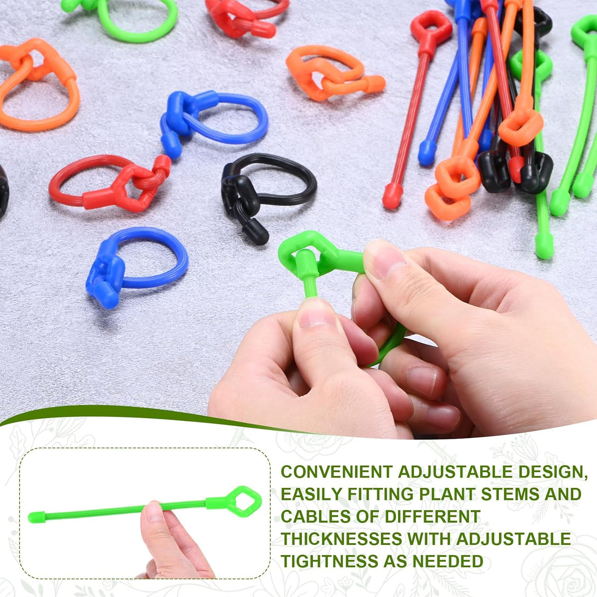 6-Pack Adjustable Plant Ties, 6inch/15.24cm Silicone Flexible Multi-Function Sturdy Garden Twist Tie for Plant Support/Tree/Shrub/Vine, Reusable Support Twine [Green]