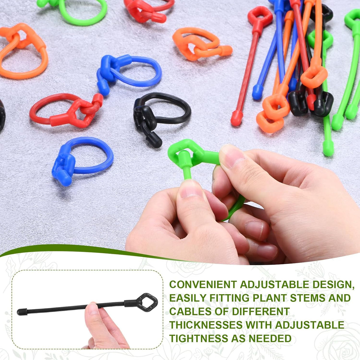 6-Pack Adjustable Plant Ties, 6inch/15.24cm Silicone Flexible Multi-Function Sturdy Garden Twist Tie for Plant Support/Tree/Shrub/Vine, Reusable Support Twine [Green]