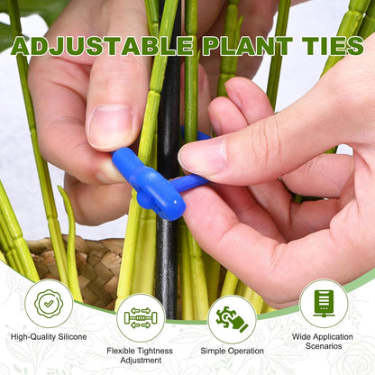6-Pack Adjustable Plant Ties, 6inch/15.24cm Silicone Flexible Multi-Function Sturdy Garden Twist Tie for Plant Support/Tree/Shrub/Vine, Reusable Support Twine [Green]