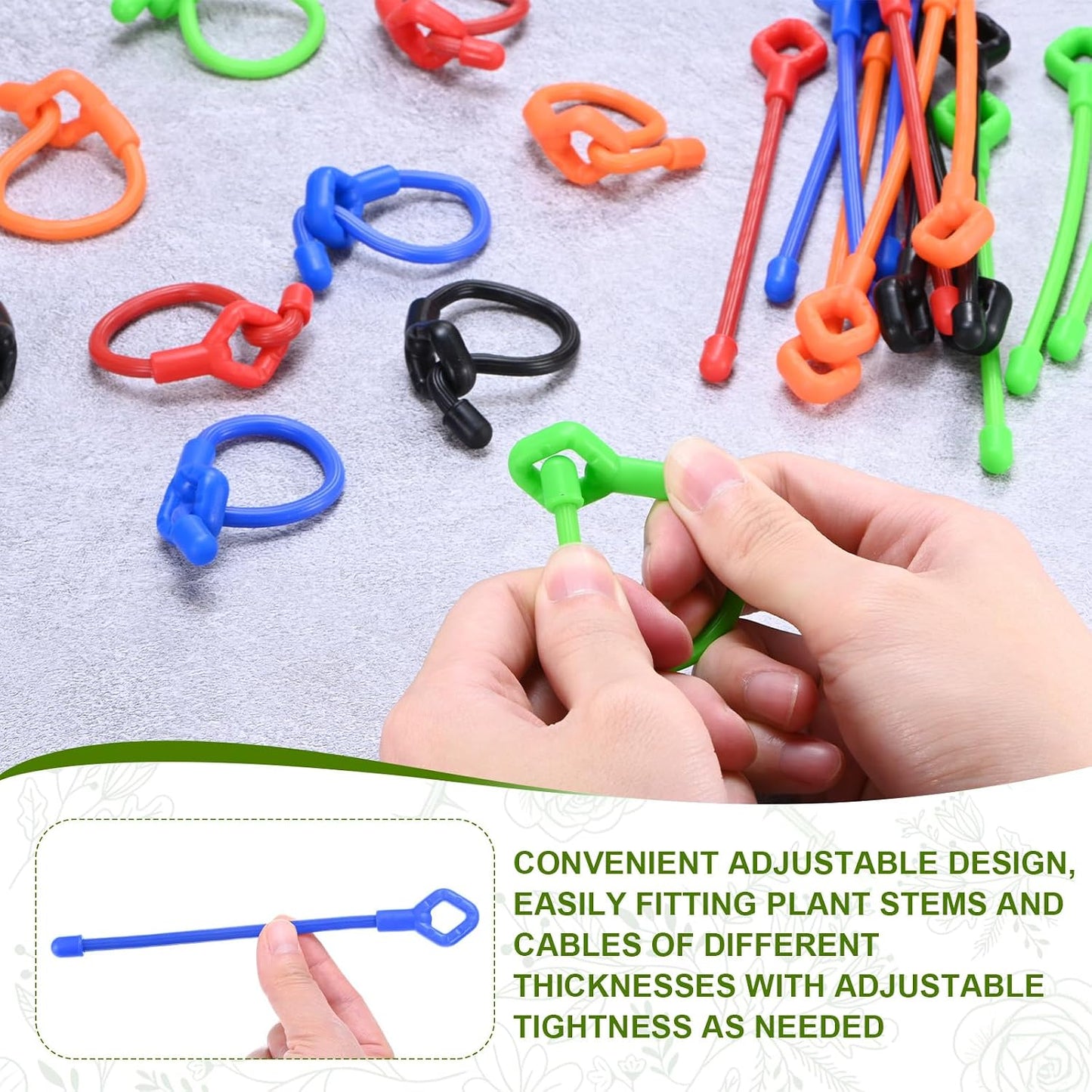 6-Pack Adjustable Plant Ties, 6inch/15.24cm Silicone Flexible Multi-Function Sturdy Garden Twist Tie for Plant Support/Tree/Shrub/Vine, Reusable Support Twine [Green]