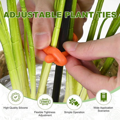 6-Pack Adjustable Plant Ties, 6inch/15.24cm Silicone Flexible Multi-Function Sturdy Garden Twist Tie for Plant Support/Tree/Shrub/Vine, Reusable Support Twine [Green]