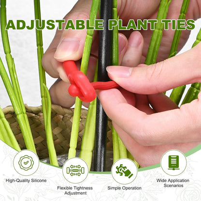 6-Pack Adjustable Plant Ties, 6inch/15.24cm Silicone Flexible Multi-Function Sturdy Garden Twist Tie for Plant Support/Tree/Shrub/Vine, Reusable Support Twine [Green]