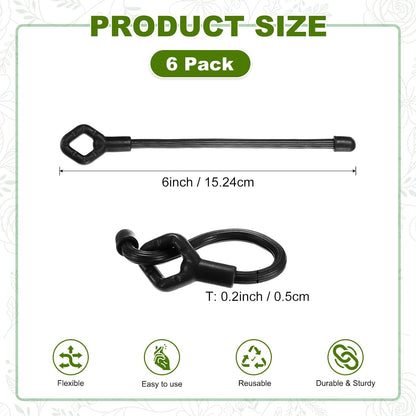 6-Pack Adjustable Plant Ties, 6inch/15.24cm Silicone Flexible Multi-Function Sturdy Garden Twist Tie for Plant Support/Tree/Shrub/Vine, Reusable Support Twine [Green]