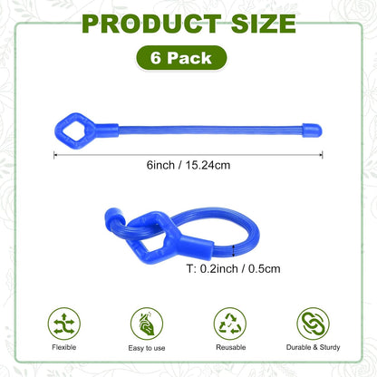 6-Pack Adjustable Plant Ties, 6inch/15.24cm Silicone Flexible Multi-Function Sturdy Garden Twist Tie for Plant Support/Tree/Shrub/Vine, Reusable Support Twine [Green]