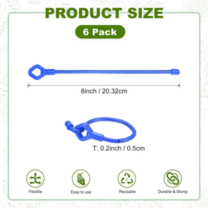 6-Pack Adjustable Plant Ties, 6inch/15.24cm Silicone Flexible Multi-Function Sturdy Garden Twist Tie for Plant Support/Tree/Shrub/Vine, Reusable Support Twine [Green]