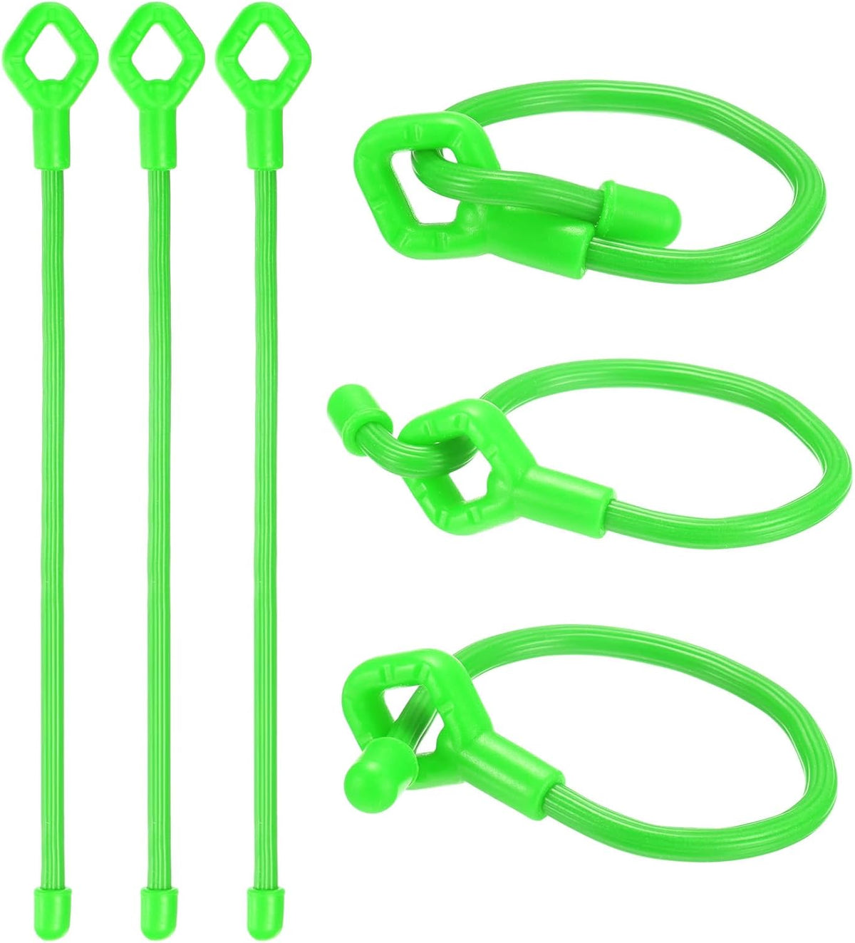 6-Pack Adjustable Plant Ties, 6inch/15.24cm Silicone Flexible Multi-Function Sturdy Garden Twist Tie for Plant Support/Tree/Shrub/Vine, Reusable Support Twine [Green]