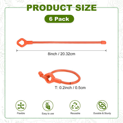 6-Pack Adjustable Plant Ties, 6inch/15.24cm Silicone Flexible Multi-Function Sturdy Garden Twist Tie for Plant Support/Tree/Shrub/Vine, Reusable Support Twine [Green]