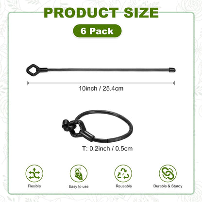 6-Pack Adjustable Plant Ties, 6inch/15.24cm Silicone Flexible Multi-Function Sturdy Garden Twist Tie for Plant Support/Tree/Shrub/Vine, Reusable Support Twine [Green]