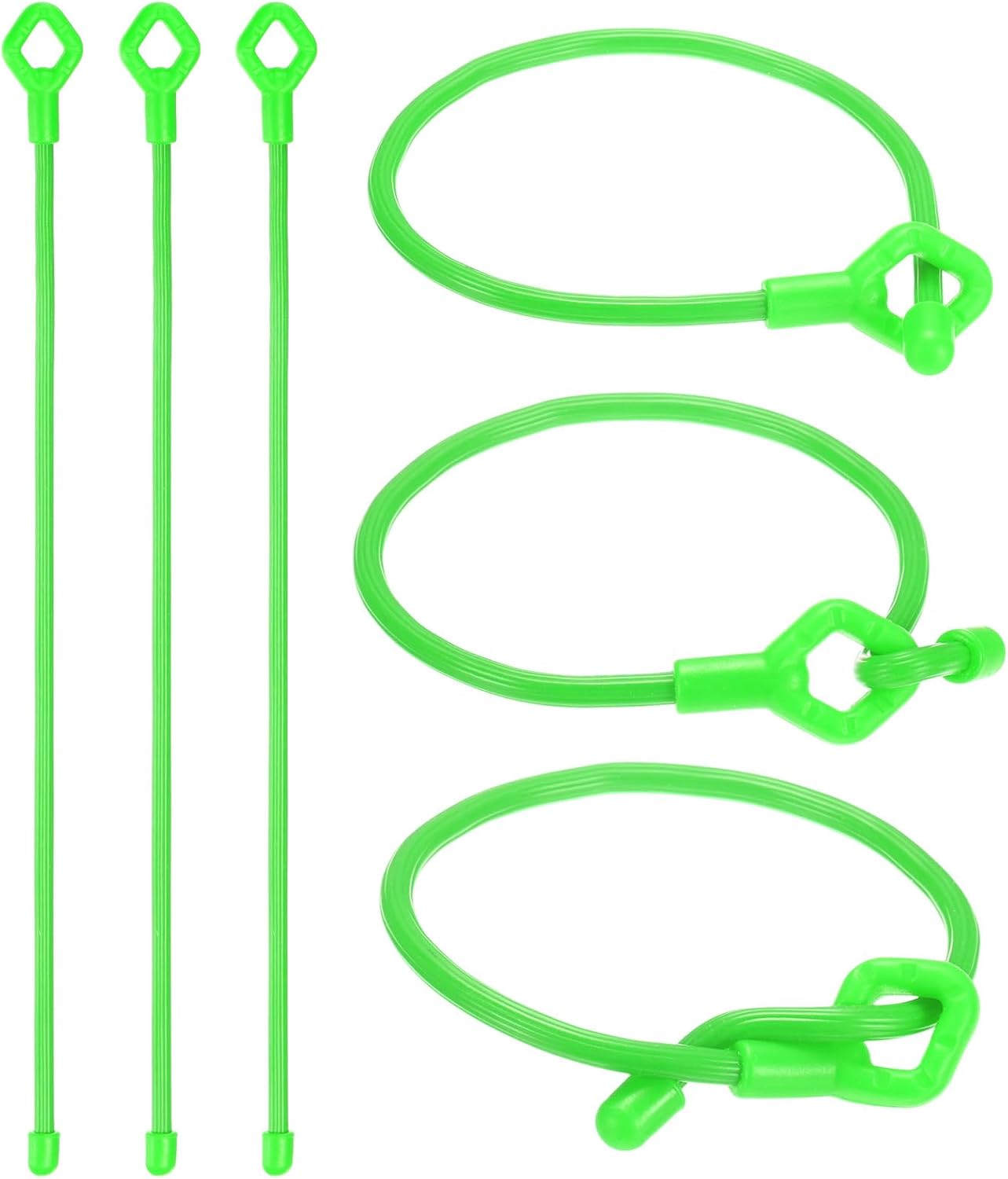 6-Pack Adjustable Plant Ties, 6inch/15.24cm Silicone Flexible Multi-Function Sturdy Garden Twist Tie for Plant Support/Tree/Shrub/Vine, Reusable Support Twine [Green]