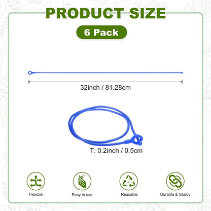 6-Pack Adjustable Plant Ties, 6inch/15.24cm Silicone Flexible Multi-Function Sturdy Garden Twist Tie for Plant Support/Tree/Shrub/Vine, Reusable Support Twine [Green]
