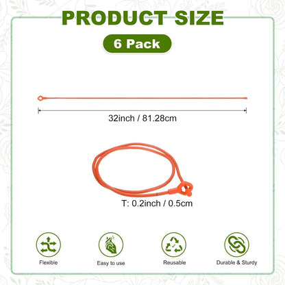 6-Pack Adjustable Plant Ties, 6inch/15.24cm Silicone Flexible Multi-Function Sturdy Garden Twist Tie for Plant Support/Tree/Shrub/Vine, Reusable Support Twine [Green]