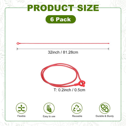 6-Pack Adjustable Plant Ties, 6inch/15.24cm Silicone Flexible Multi-Function Sturdy Garden Twist Tie for Plant Support/Tree/Shrub/Vine, Reusable Support Twine [Green]