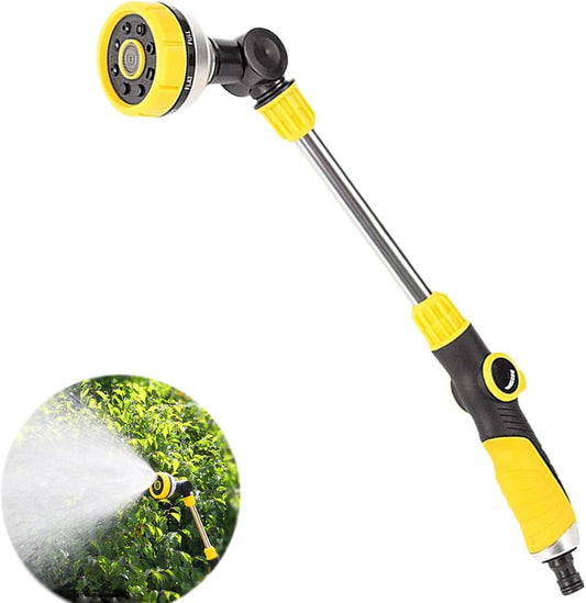 Watering Wand, Long Metal Spray Lance Garden Watering Wand 8 Adjustable Modes Spray Nozzle 180° Rotating for Hanging Basket Cleaning, Plants Watering, Car Washing, Pet Bathing 48 cm