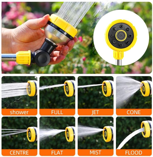 Watering Wand, Long Metal Spray Lance Garden Watering Wand 8 Adjustable Modes Spray Nozzle 180° Rotating for Hanging Basket Cleaning, Plants Watering, Car Washing, Pet Bathing 48 cm